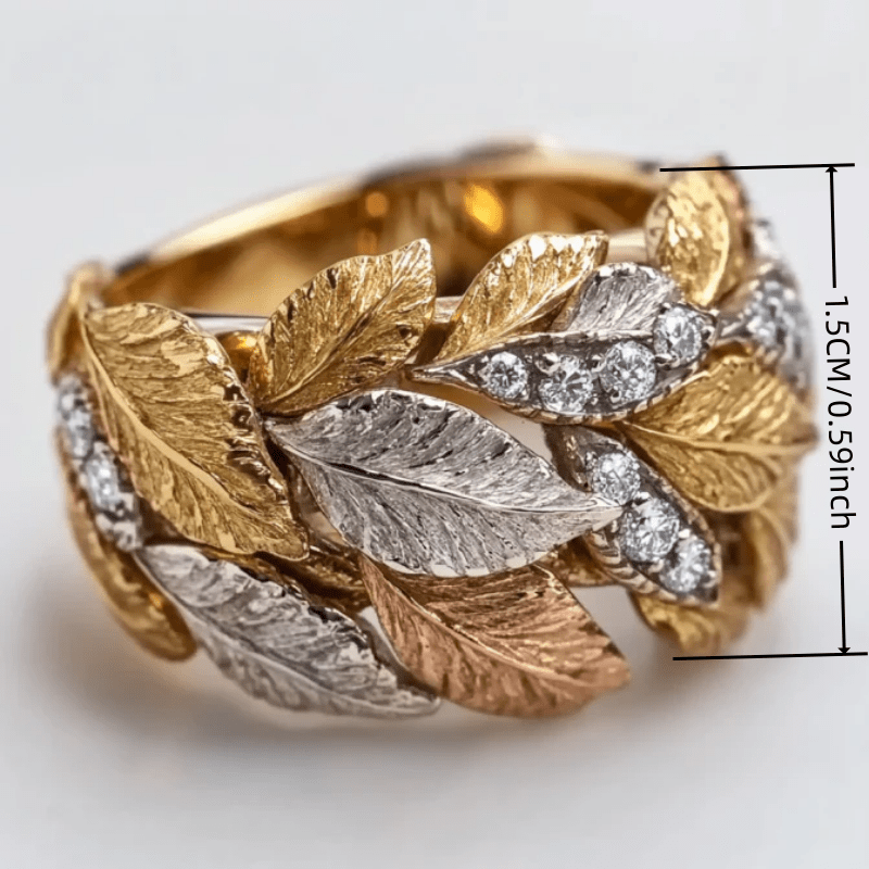 Unieke Blad & Zirkonia Ring