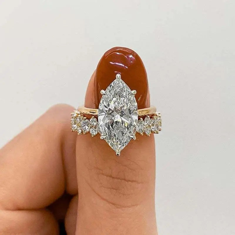 Luxe Marquise Diamanten Ring Set in Goud