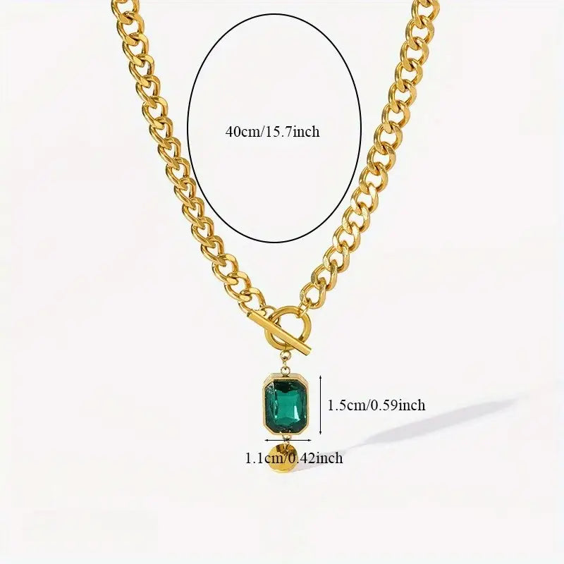 Gouden Hanger Ketting met Smaragd