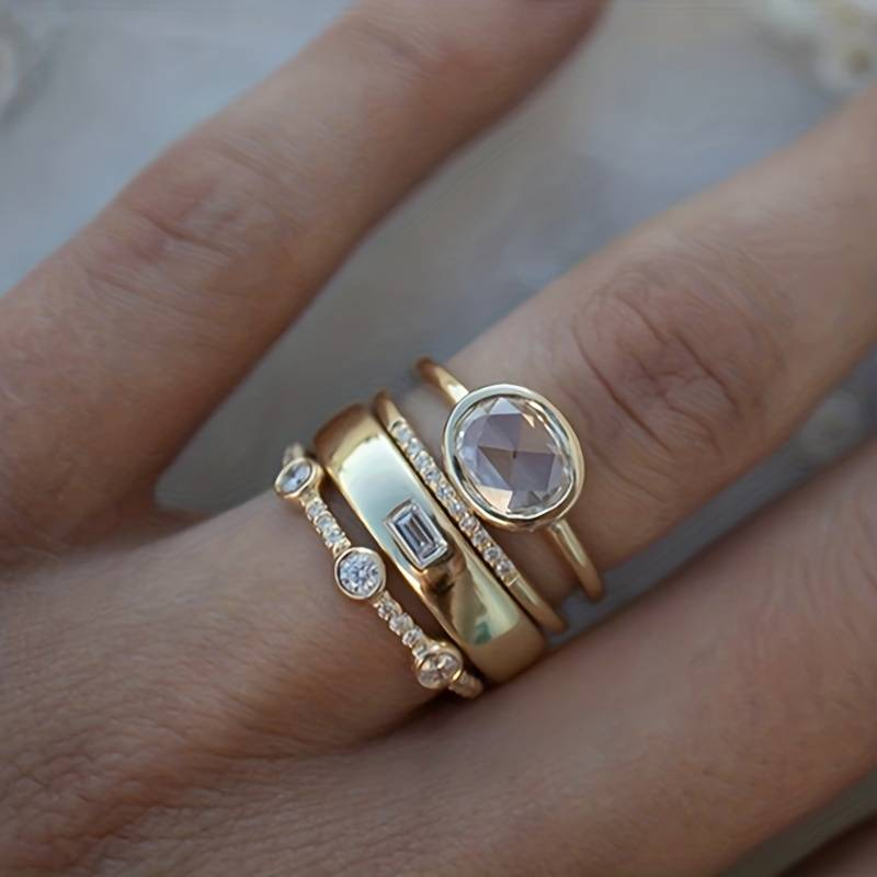 Gouden & Zirkonia Ring Set