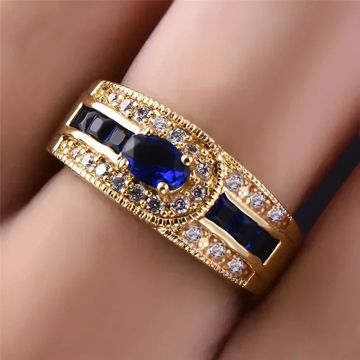 Briljant Blauw Ring Gemaakt van Goud
