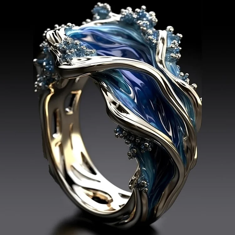 Retro Gouden Golf Oceaan Ring