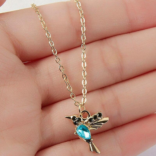 Emaille en Zirkonia Kolibrie Ketting