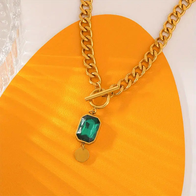 Gouden Hanger Ketting met Smaragd