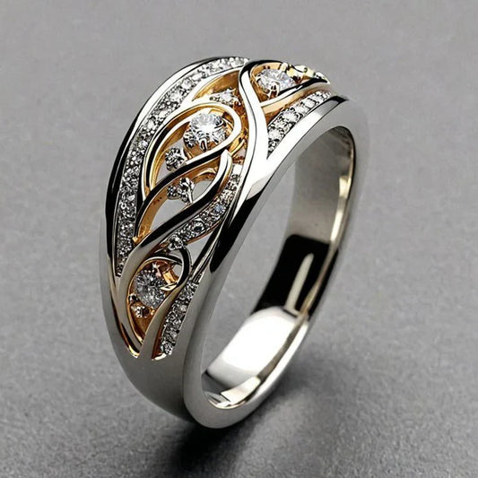 Hoop Ring Gemaakt van Goud en Zilver