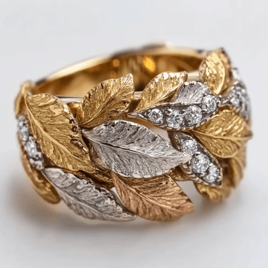 Unieke Blad & Zirkonia Ring