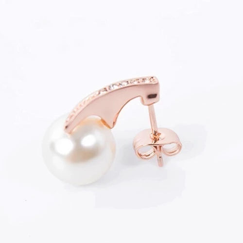 Set Ketting + Oorbellen met Parel in Roze Goud
