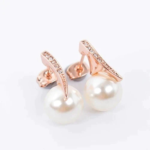 Set Ketting + Oorbellen met Parel in Roségoud
