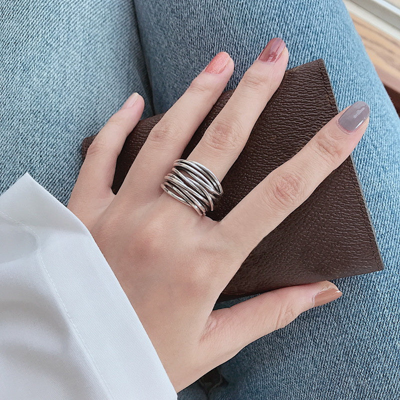 925 Sterling Zilver Verstelbare Gelaagde Ring