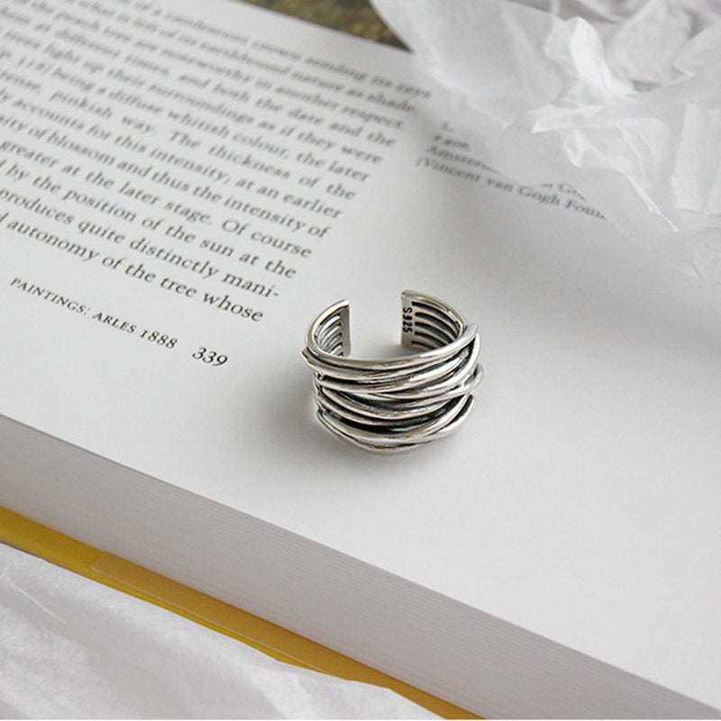 925 Sterling Zilver Verstelbare Gelaagde Ring