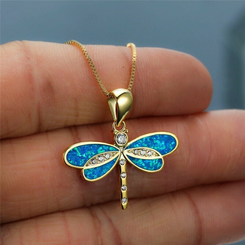Draakvlieg Ketting in Goud met Opal