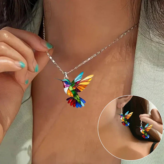 Prachtige Kolibrie Ketting met Bonus Oorbellen - Tijdelijke Aanbieding