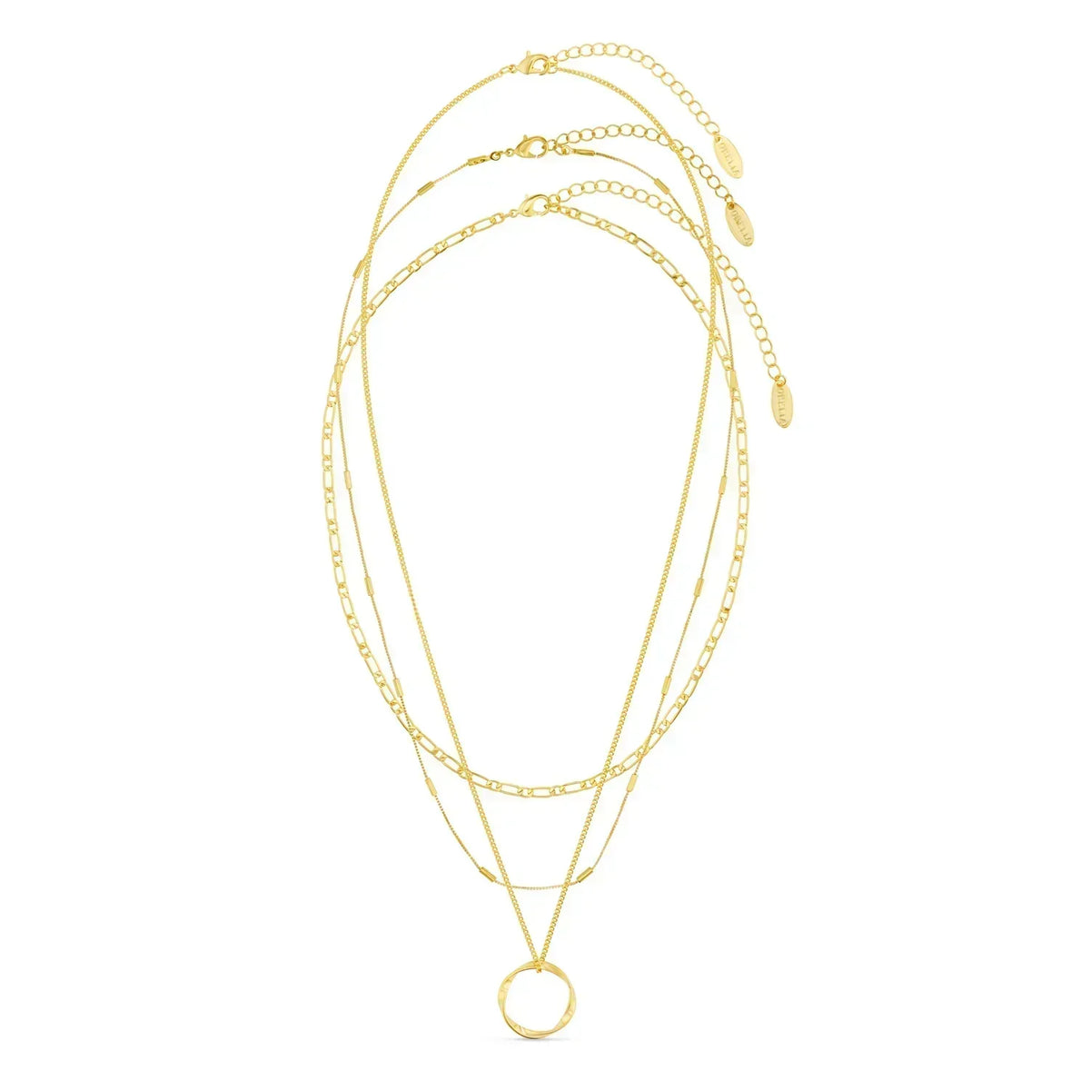 Drie Rij Open Cirkel Ketting | Goud