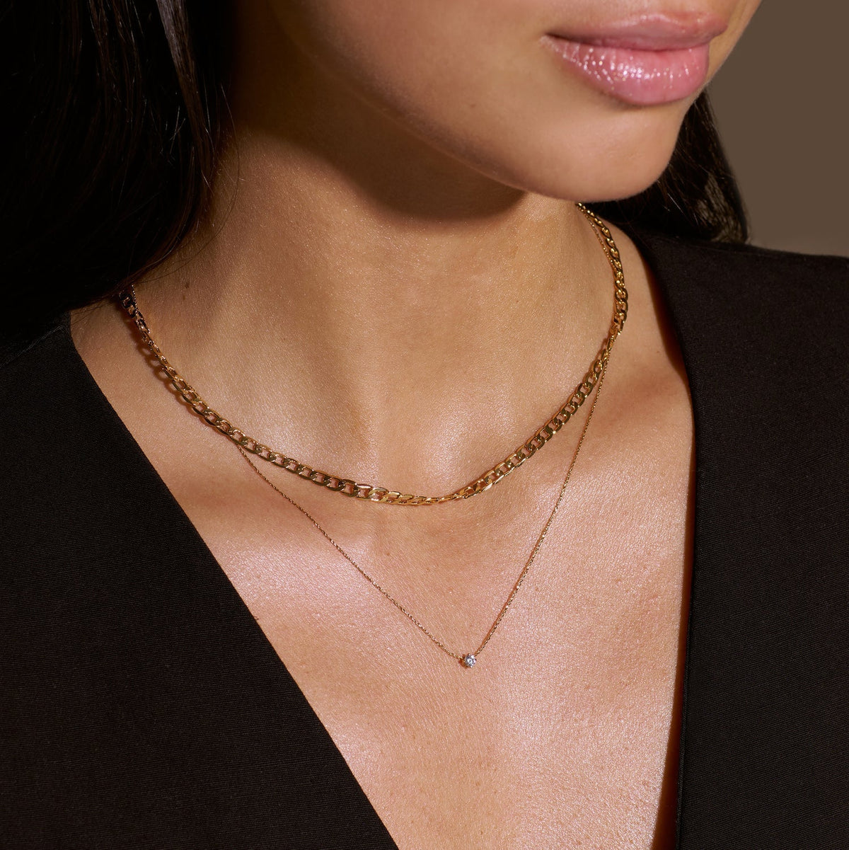 Curb Chain Necklace met Platte Schakels | Wit Goud