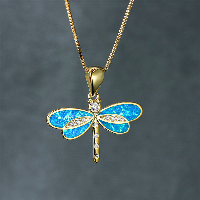 Draakvlieg Ketting in Goud met Opal