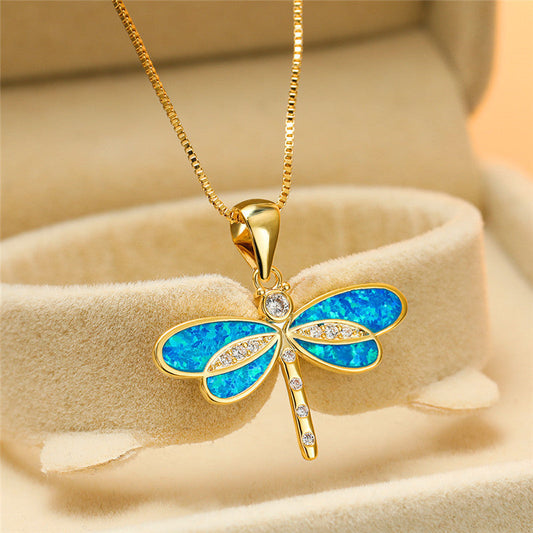 Draakvlieg Ketting in Goud met Opal
