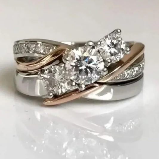 Clara | Vintage Gouden & Zilveren Zirkonia Ring