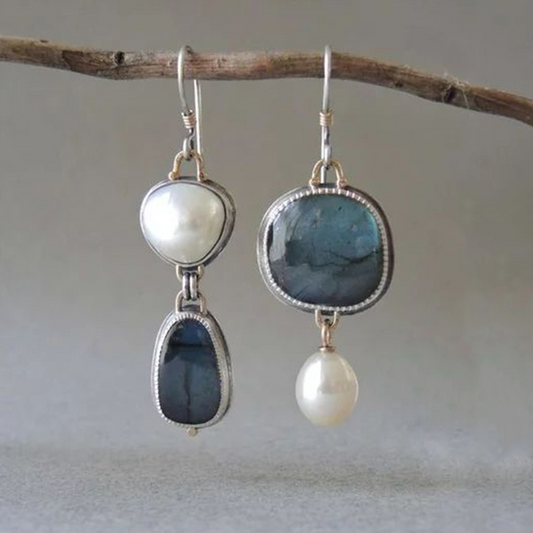 Vintage Natuurlijke Blauwe Steen Oorbellen