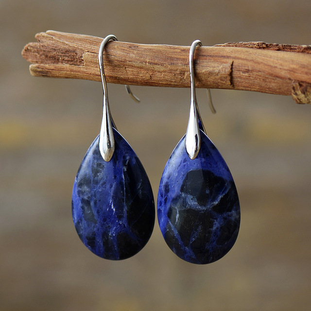 Vintage Blauwe Steen Oorbellen