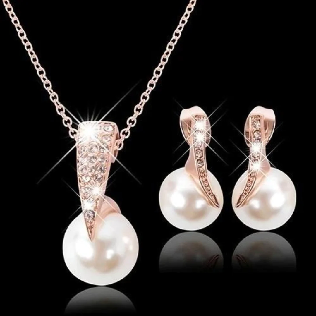 Ketting + Oorbellen Parel Set
