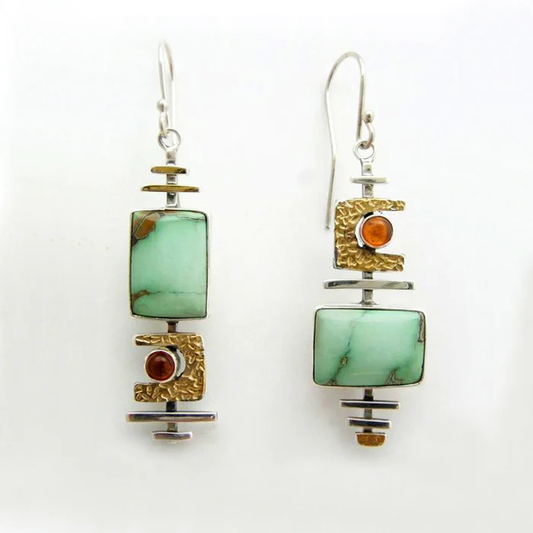 Vintage Groene Oude Steen Oorbellen
