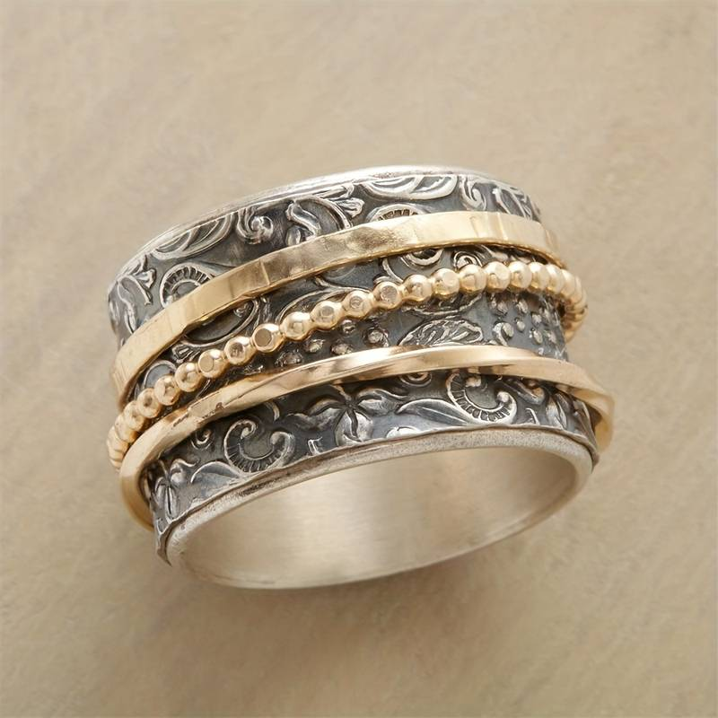 Vintage Gouden & Zilveren Antieke Ring