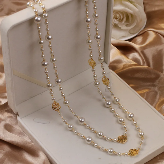 Elegante Gouden & Parel Halsketting