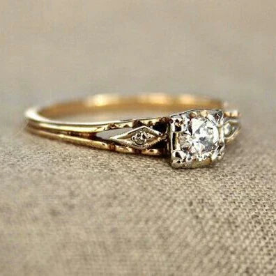 Vintage Zirconia Fijn Gouden Ring