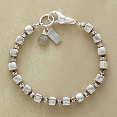 Vintage Zilveren Kubus Kralen Armband