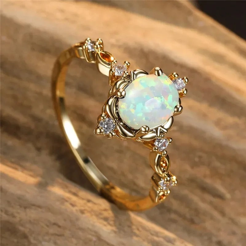 Handgemaakte Gouden Opal Steenring