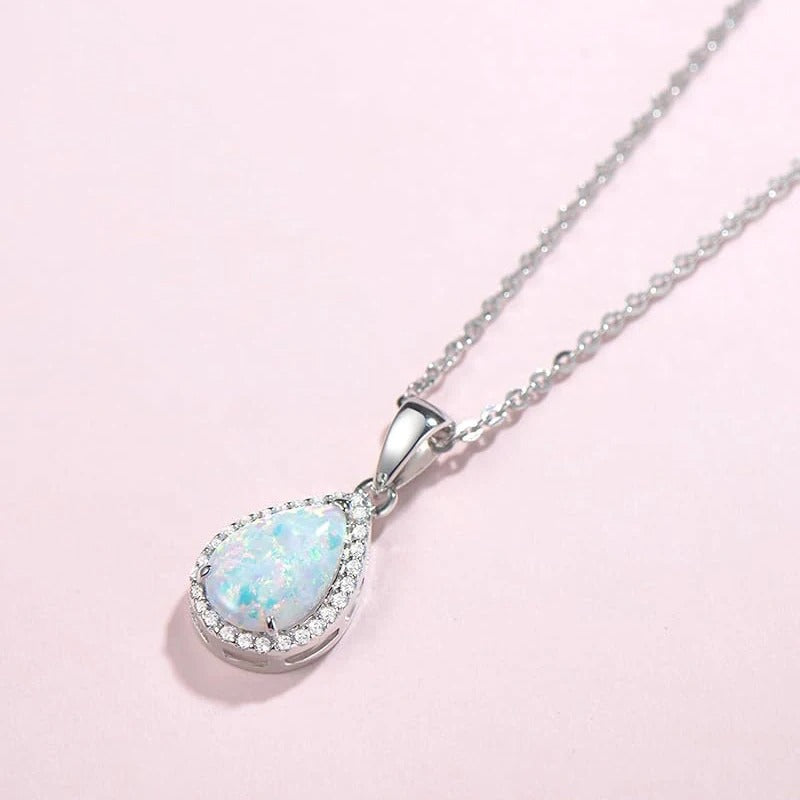 Zilveren Parel Opal Hangende Ketting