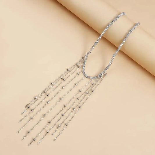 Zilveren Franje & Kralen Ketting Dangles