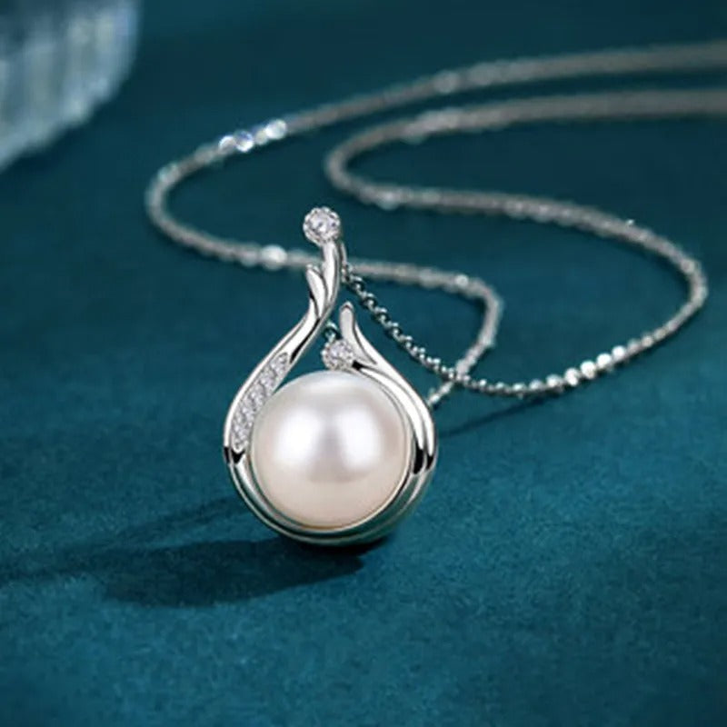 Vintage Zilveren Druppelparel Ketting