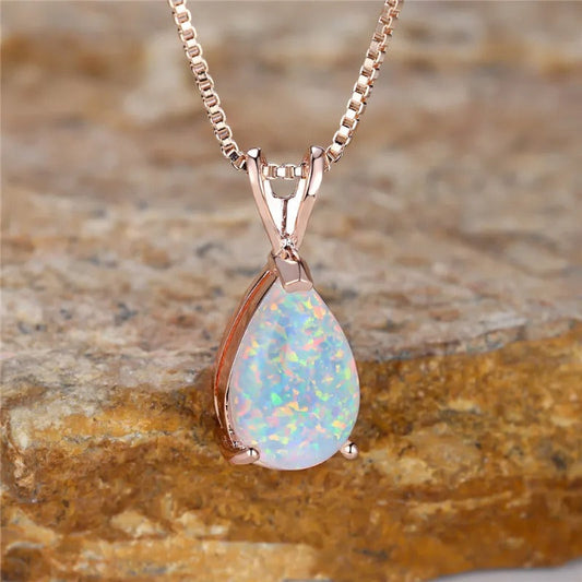 Roze Gouden Opal Hanger Ketting