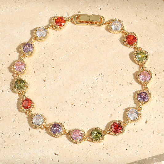 Vintage Gouden Liefdeshart Regenboogarmband