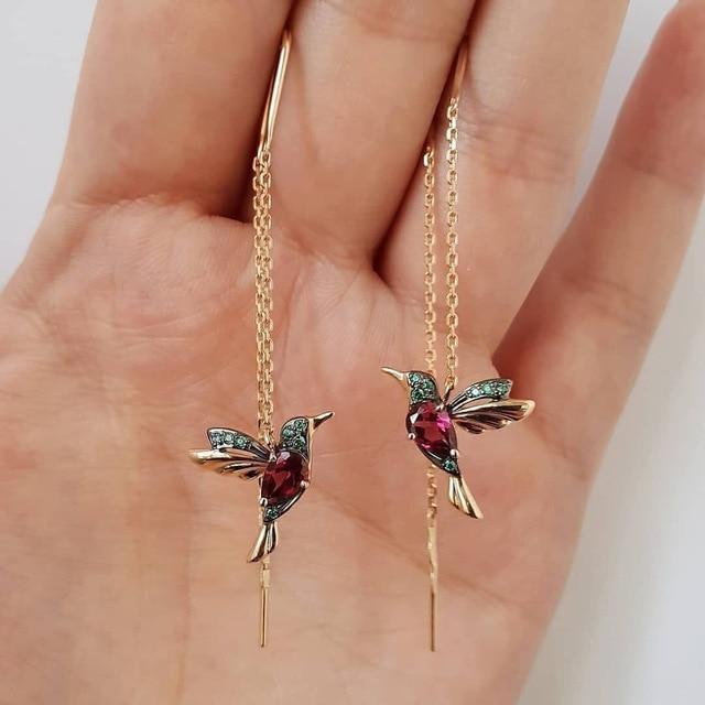 Oorbellen met Kolibrie Emaille en Zirkonia