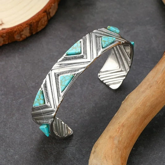 Vintage Boheemse Tribale Turquoise Bangle Armband